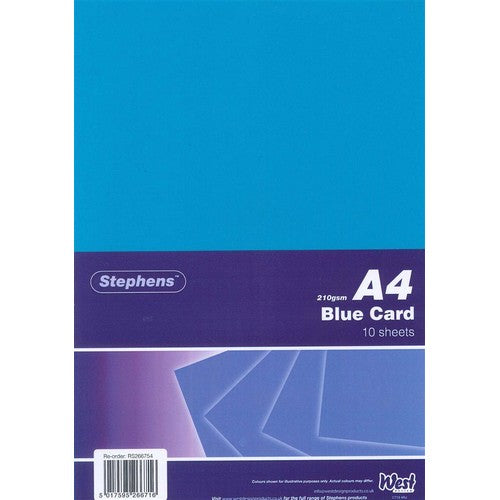 Stephens Coloured A4 210gsm Card (10 Sheets)
