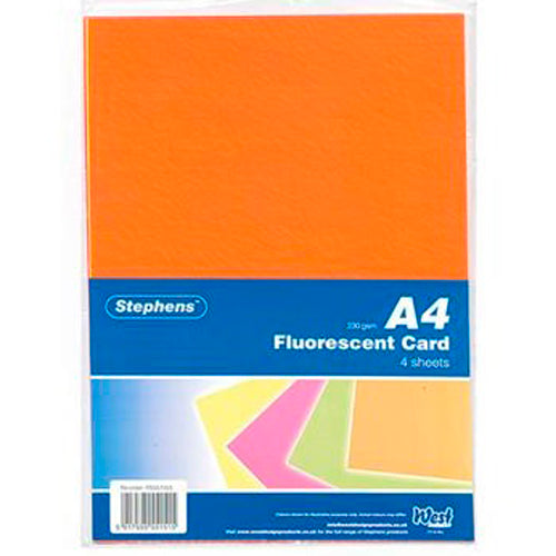 Stephens Fluorescent 230gsm Card (4 Sheets)