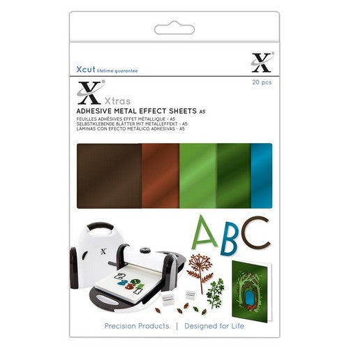 Xcut Xtra A5 Adhesive Adhesive Metal Effect Sheets (20pcs) - Naturals