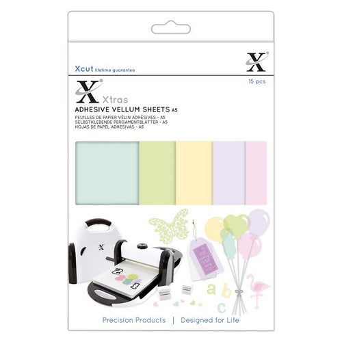 Xcut Xtra A5 Adhesive Vellum Sheets - Coloured (15pcs)