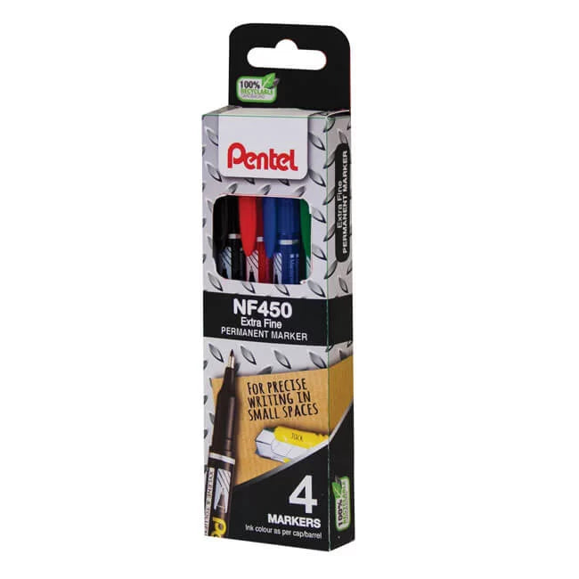 Pentel Extra Fine Permanent Marker 4-piece Cardboard Wallet