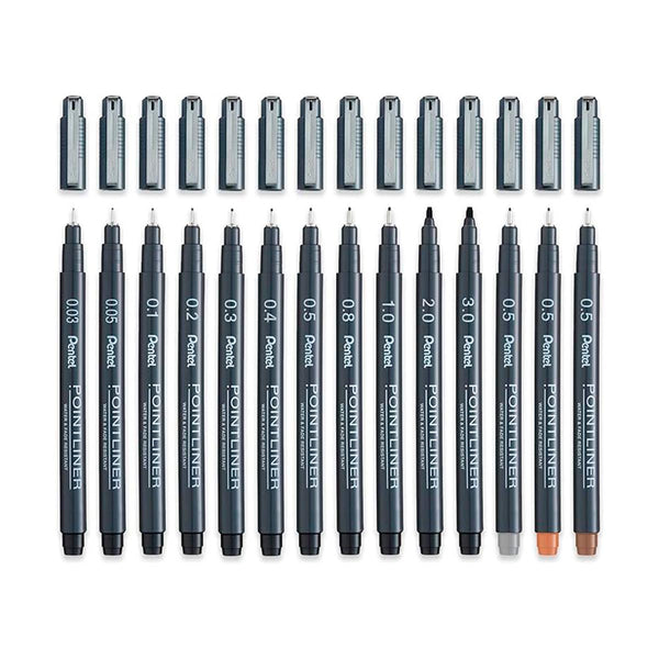 Pentel Pointliner Pen S20P Full Range (14 Pieces)