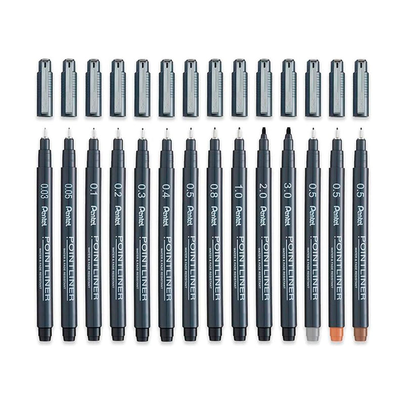 Pentel Pointliner Pen S20P Full Range (14 Pieces)
