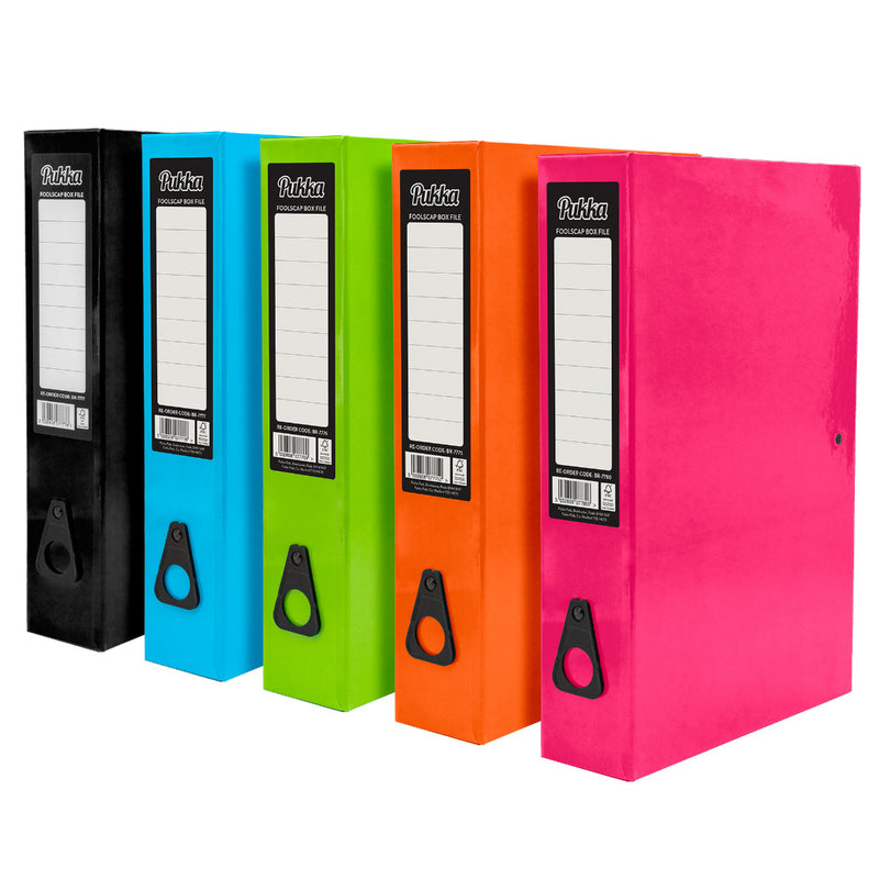 Pukka Brights Box File Foolscap Assorted