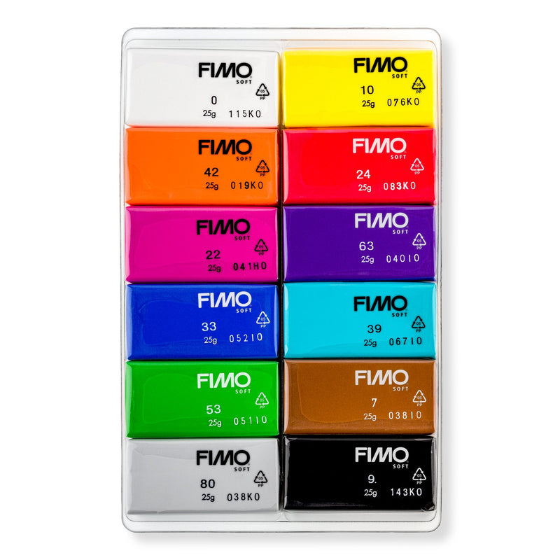 Fimo Soft Oven-Bake Modelling Clay - Basic Colours (12 Pack)