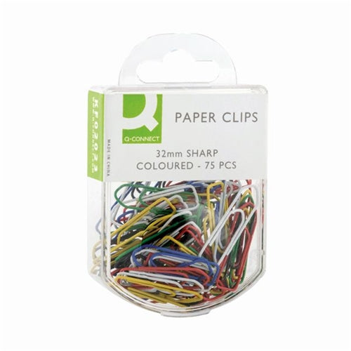 Q-Connect Paperclips Coloured 32mm (Pack of 75) KF02023