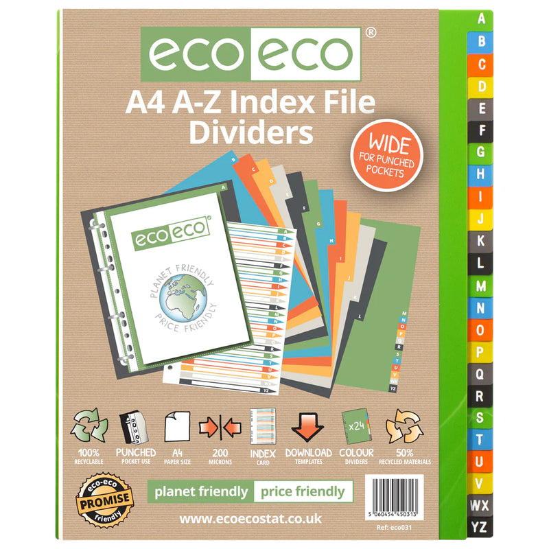 Eco-Eco A4 50% Recycled Set A-Z Wide Index File Dividers