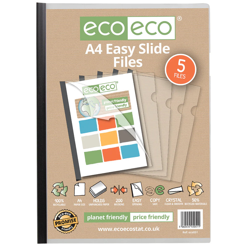 Eco-Eco A4 50% Recycled Pack 5 Easy Slide Files