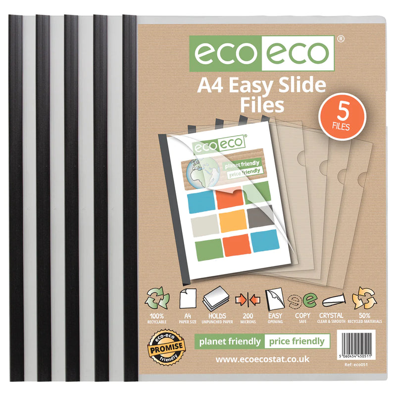 Eco-Eco A4 50% Recycled Pack 5 Easy Slide Files