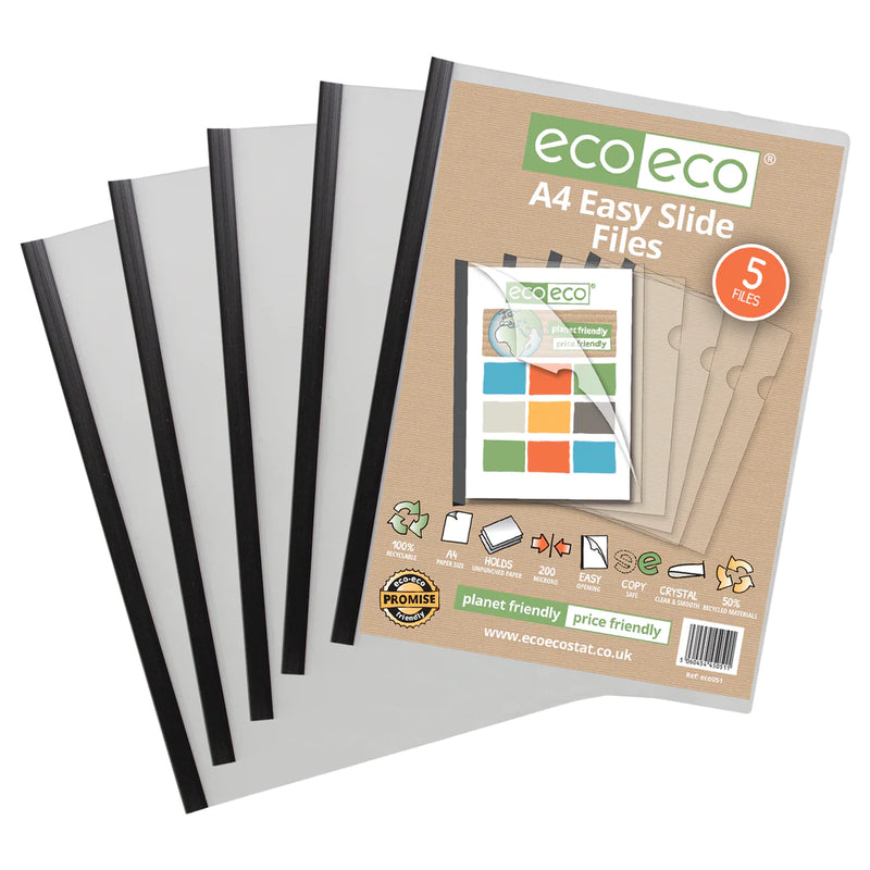 Compco Slide Files Eco-Eco A4 50% Recycled Pack 5 Easy Slide Files