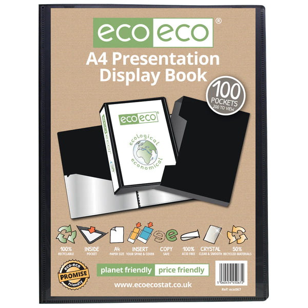 Eco-Eco A4 50% Recycled 100 Pocket Presentation Display Book and Box