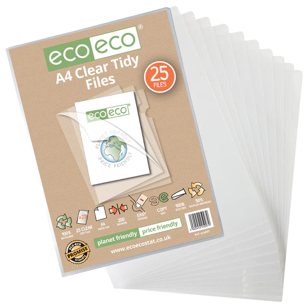 Eco-Eco A4 50% Recycled Clear Tidy Files (Pack of 25)