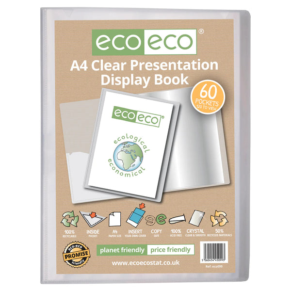 Eco-Eco A4 50% Recycled Clear 60 Pocket Presentation Display Book
