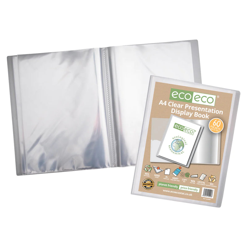 Eco-Eco A4 50% Recycled Clear 60 Pocket Presentation Display Book