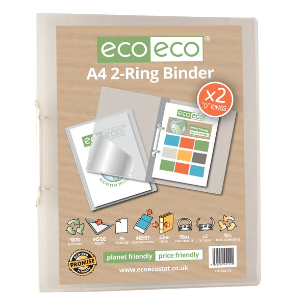 Eco-Eco A4 Clear 95% Recycled Presentation 2 Ring Binder