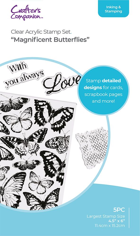 Crafter's Companion Clear Acrylic Stamp Set - Magnificent Butterflies