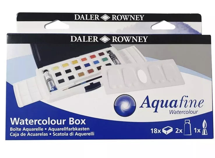 Daler-Rowney Aquafine Tube & Half Pans Plastic Set (18 Half Pans, 2 Tubes)