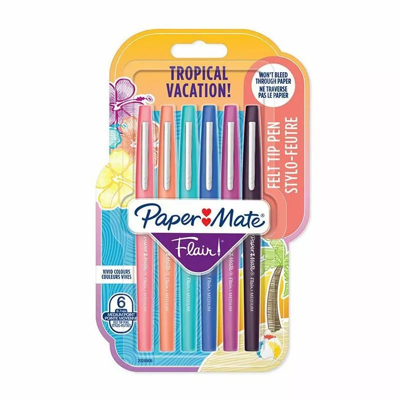 PaperMate Flair Medium (Pkd 6) - Tropical Vacation