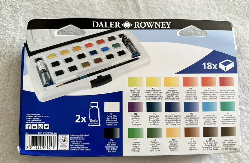 Daler-Rowney Aquafine Tube & Half Pans Plastic Set (18 Half Pans, 2 Tubes)