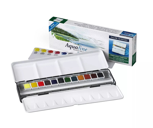 Daler-Rowney Aquafine Watercolour Metal Box (12 Half Pans)