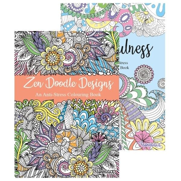 Squiggle A4 Zen DOODLE Designs - an Anti-stress Colouring Book All Ages