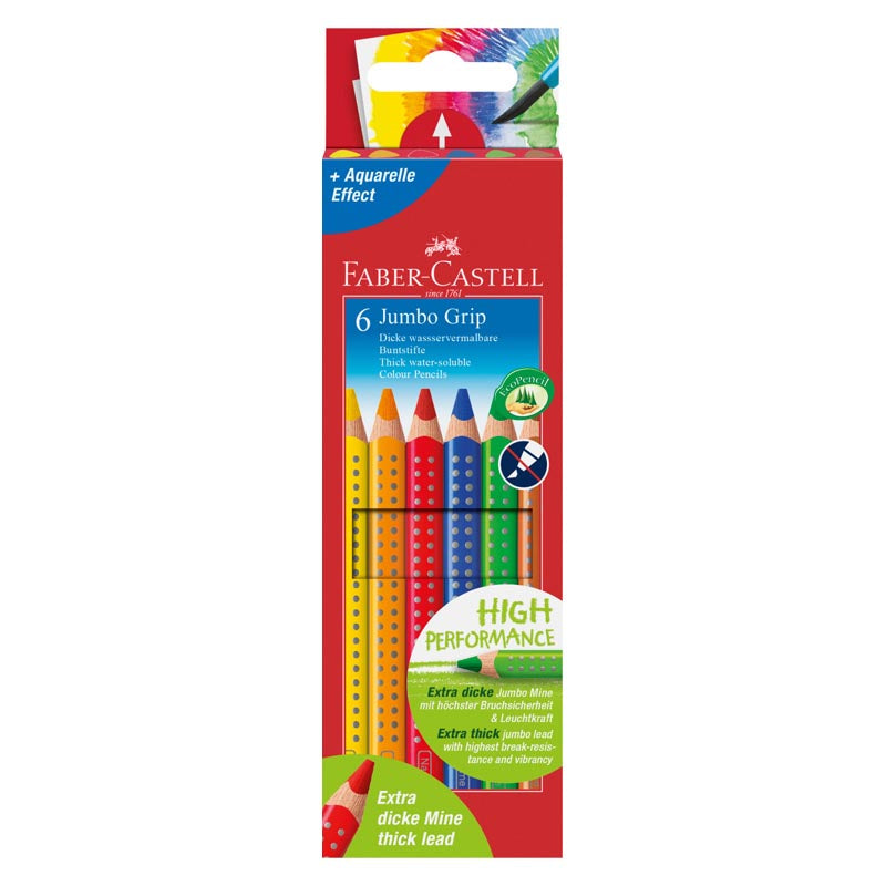 Faber-Castell Jumbo Grip Colour Pencils (Box of 6)
