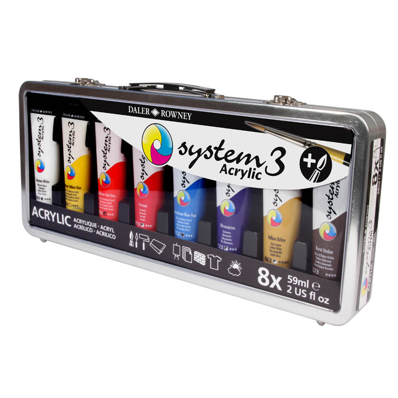 Daler-Rowney System 3 Suitcase (8 x 59ml) and Brush