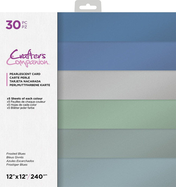 Crafter's Companion 12x12" Pearlescent Card Pad - Frosted Blues