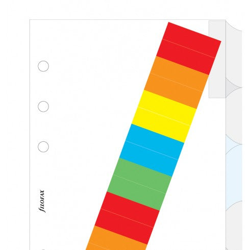 Filofax Blank index white with multi-coloured labels 6 tabs - Personal