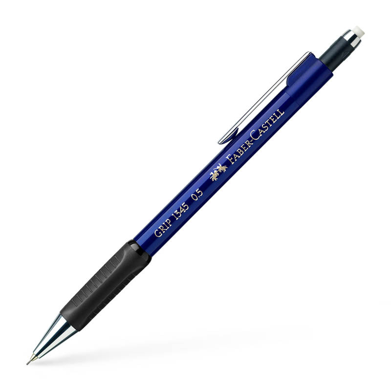 Faber-Castell Grip 1345 Mechanical Pencil – 0.5mm With Anti-Break Lead & Auto-Feed, Includes Eraser & Refills (Black)