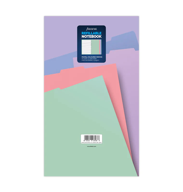 Filofax Refillable Notebook A4 Pastel Dividers