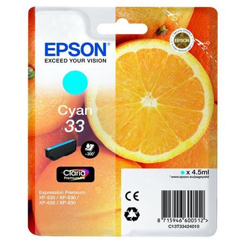 Epson T33 InkJet Cart Cyan C13T33424010