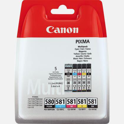 Canon PGI-580-CLI-581 Inkjet Cartridges 2078C005 (Pack 5)