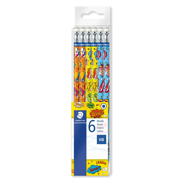 Staedtler Comic Range Eraser Tipped HB Pencils (Pkd 6)