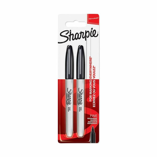 Sharpie Permanent Marker Black Fine (Pkd 2)