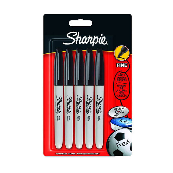 Sharpie Permanent Marker Black Fine (Pkd 5)