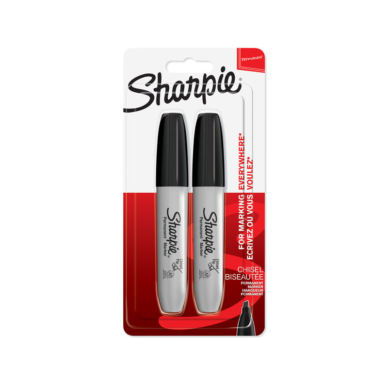 Sharpie Permanent Marker Black Chisel (Pkd 2)