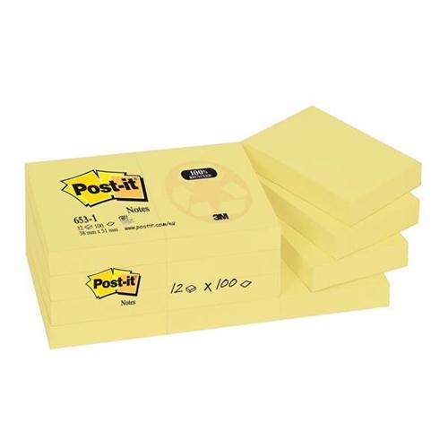 Post-it Sticky Notes Recycled (12 x 100 Sheets)