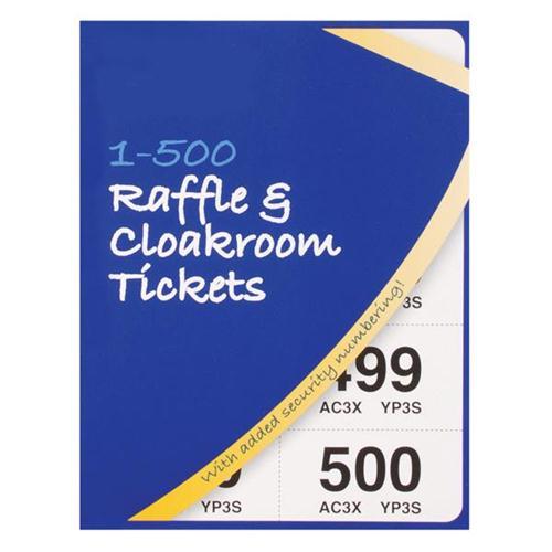 Cloakroom or Raffle Tickets Numbered 1 - 500 Assorted Colours