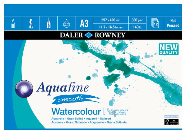 Daler-Rowney Aquafine Smooth Watercolour Pad HP 300gsm