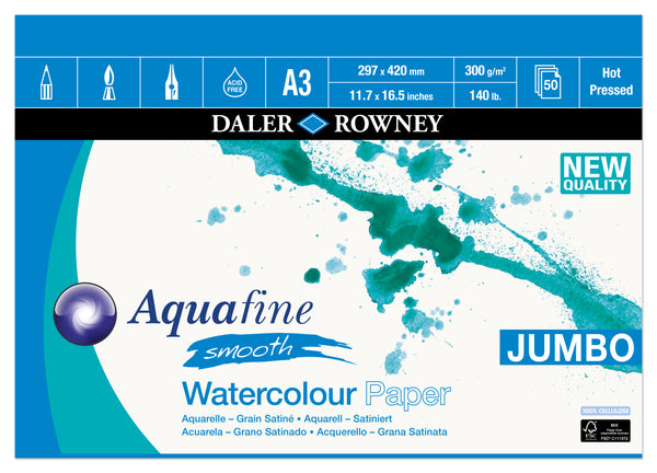 Daler-Rowney Aquafine Smooth Watercolour Jumbo Pad HP 300gsm