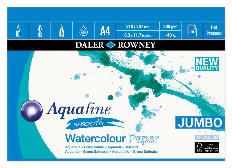 Daler-Rowney Aquafine Smooth Watercolour Jumbo Pad HP 300gsm