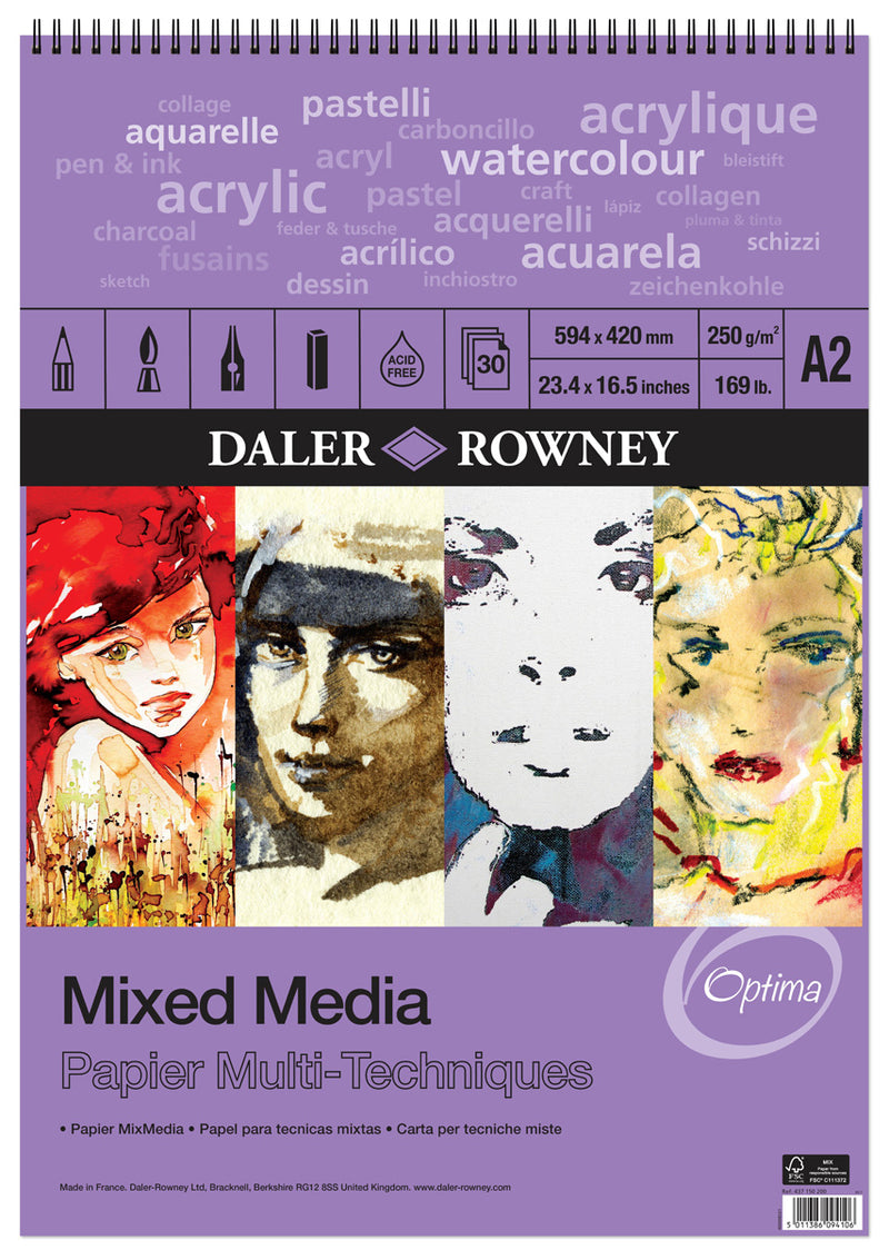 Daler-Rowney Mixed Media Spiral Pad 250gsm