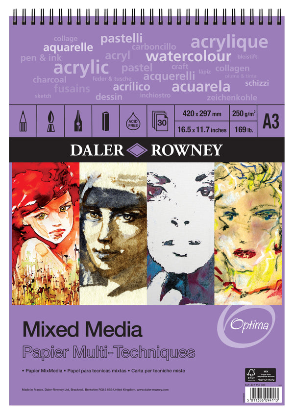 Daler-Rowney Mixed Media Spiral Pad 250gsm