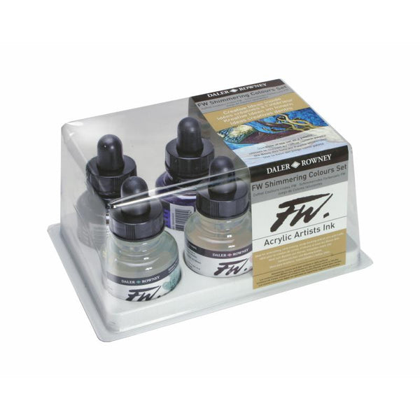 Daler-Rowney FW Artists' Acrylic Ink 6 Shimmering Colour set