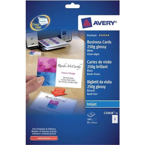 Avery Inkjet Business Cards Double-sided Gloss High White