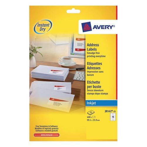 Avery QuickDRY Inkjet Address Labels (25 sheets pack)