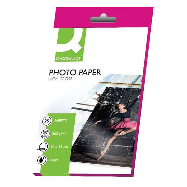 Q-Connect White 10x15cm Glossy Photo Paper 260gsm (Pack of 25)