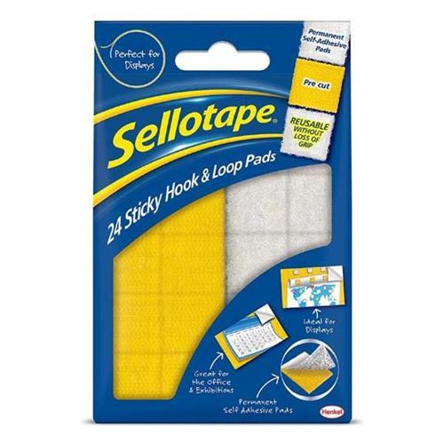 Sellotape Sticky Hook & Loops Pads (24 Pads)