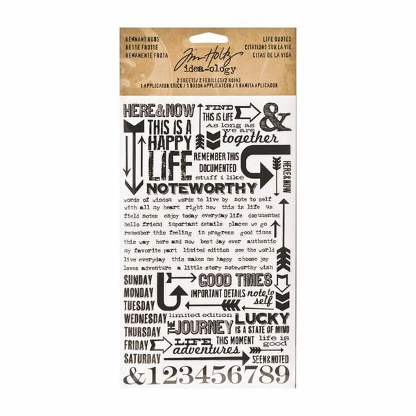 Tim Holtz Remnant Rubs, Life Quotes